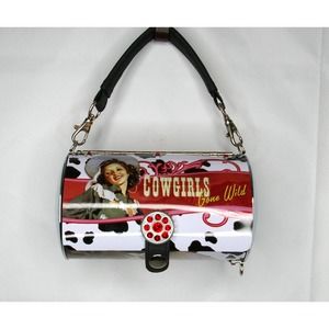 Little Earth Lyon Design Cowgirls Gone Wild Metal Round Purse Handbag 1028